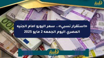 «استقرار نسبي».. سعر اليورو أمام الجنيه المصري اليوم الجمعة 2 مايو 2025